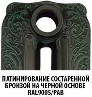 Ретро радиатор Exemet патинирование состаренной бронзой на черной основе RAL9005/PAB